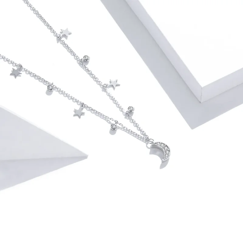 (bilde for) Pandora Style Silver Dream Star Moon Anheng Halskjede - SCN420 - Vis 2