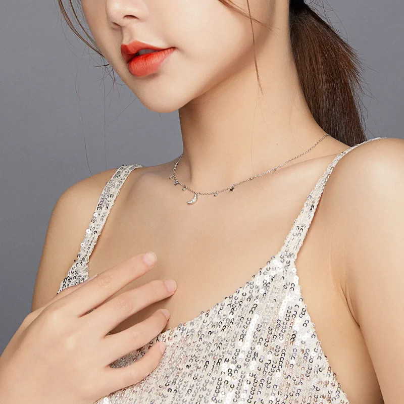 (bilde for) Pandora Style Silver Dream Star Moon Anheng Halskjede - SCN420 - Vis 7