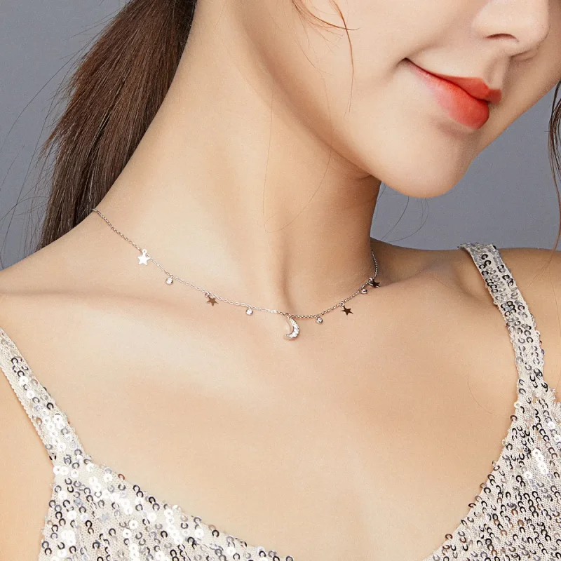 (bilde for) Pandora Style Silver Dream Star Moon Anheng Halskjede - SCN420 - Vis 8