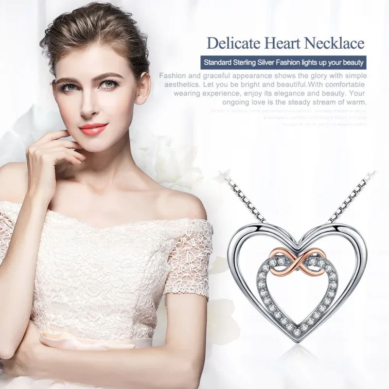 (bilde for) Pandora Style Silver Exquisite Heart Halskjede - SCN121 - Vis 2