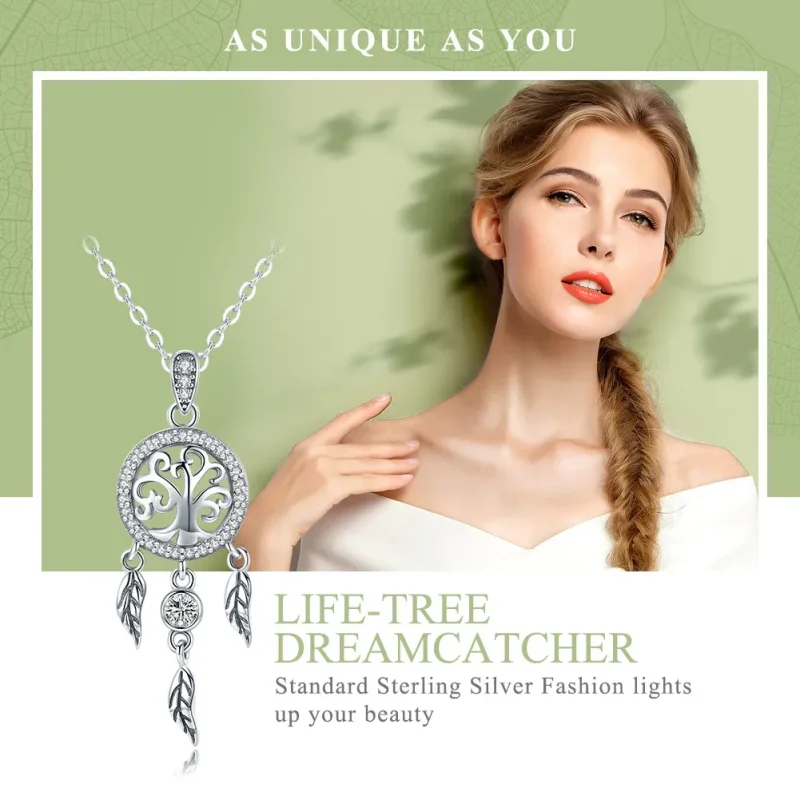 (bilde for) Pandora Style Silver Life Tree Dreamcatcher Halskjede - SCN298 - Vis 2