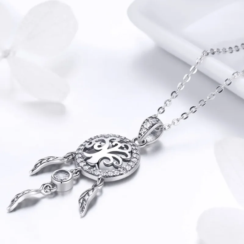 (bilde for) Pandora Style Silver Life Tree Dreamcatcher Halskjede - SCN298 - Vis 3