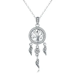 (bilde for) Pandora Style Silver Life Tree Dreamcatcher Halskjede - SCN298
