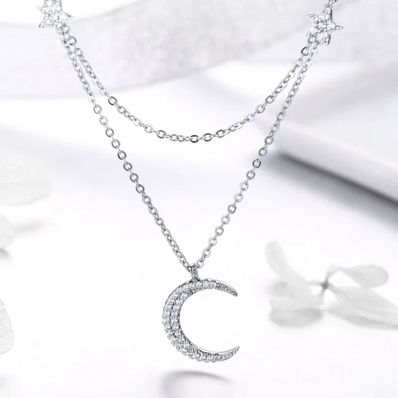 (bilde for) Pandora Style Silver Moon & Stars Anheng Halskjede - BSN038 - Vis 2