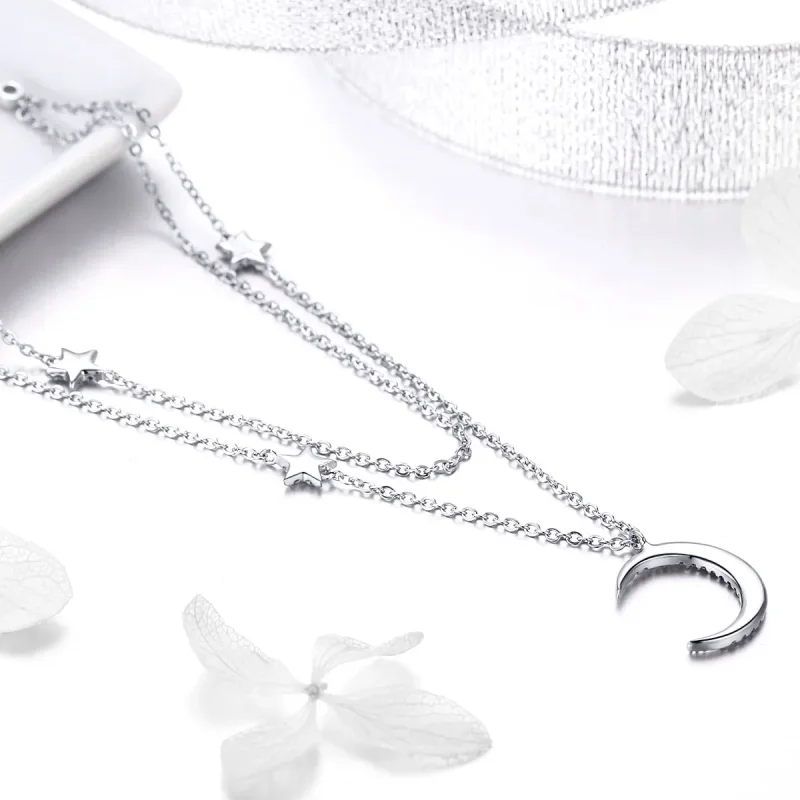 (bilde for) Pandora Style Silver Moon & Stars Anheng Halskjede - BSN038 - Vis 4