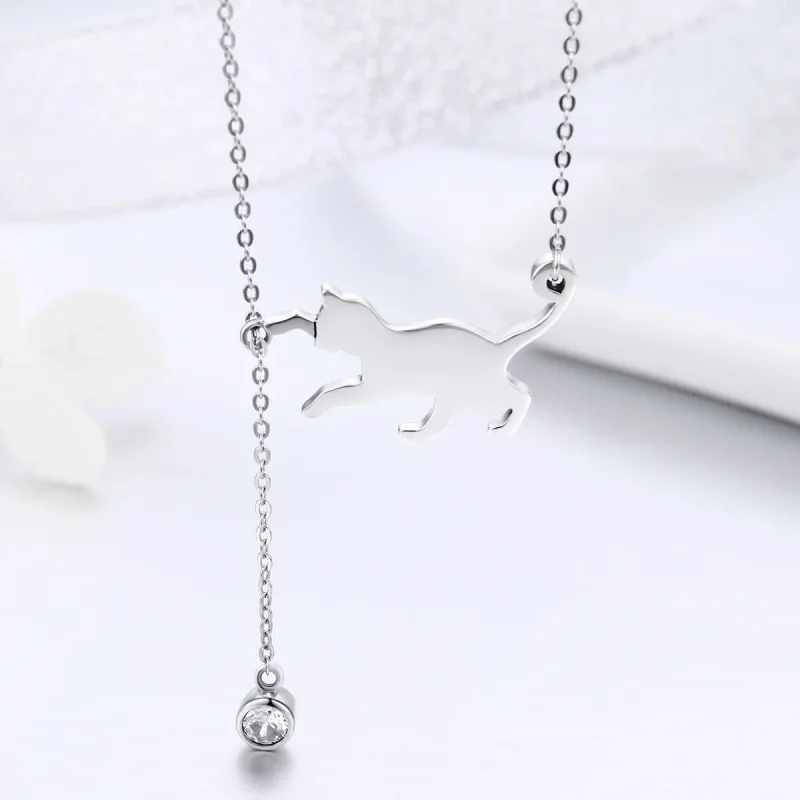 (bilde for) Pandora Style Silver Naughty Kitten Halskjede - SCN232 - Vis 4