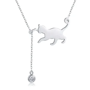 (bilde for) Pandora Style Silver Naughty Kitten Halskjede - SCN232