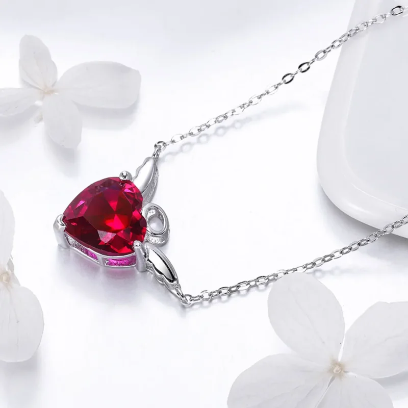 (bilde for) Pandora Style Silver Red Angel Heart Halskjede - SCN285 - Vis 3