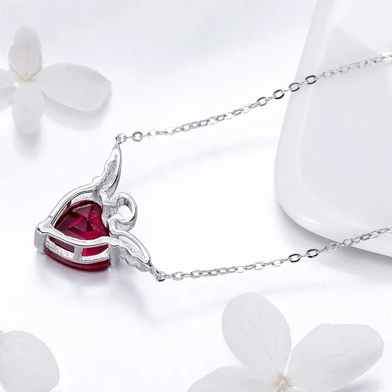 (bilde for) Pandora Style Silver Red Angel Heart Halskjede - SCN285 - Vis 4