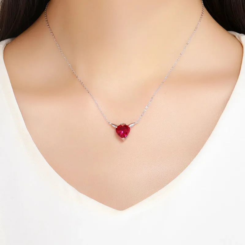 (bilde for) Pandora Style Silver Red Angel Heart Halskjede - SCN285 - Vis 6