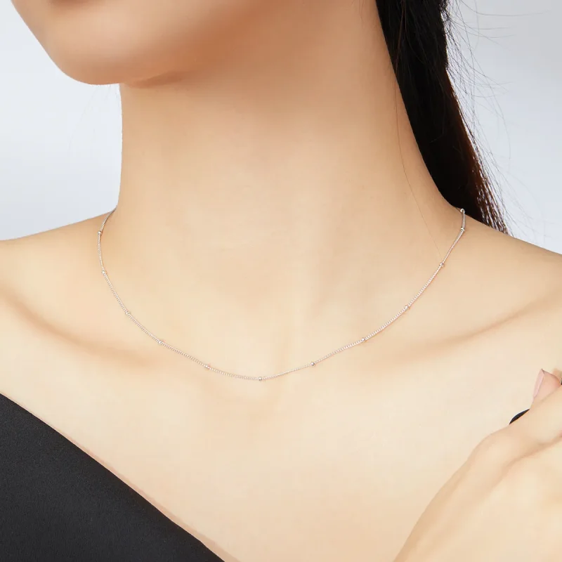 (bilde for) Pandora Style Silver Small Balls Basic Chain Halskjeder Kjede - SCN391 - Vis 7