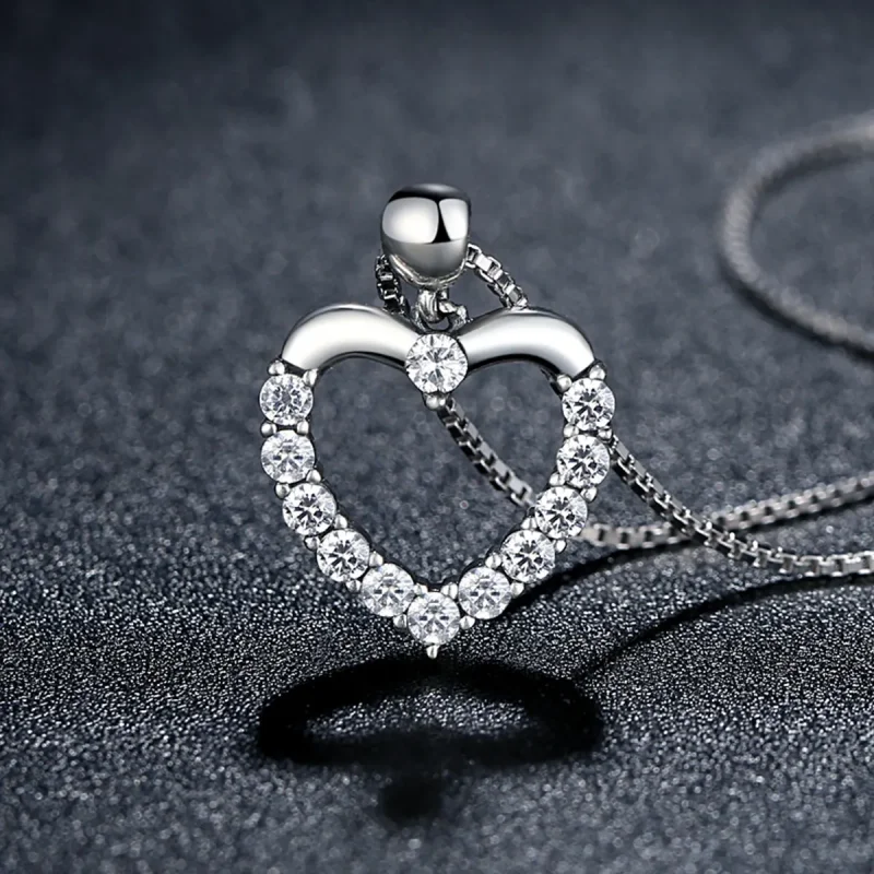 (bilde for) Pandora Style Silver Sparkle Heart Halskjede - SCN025 - Vis 4