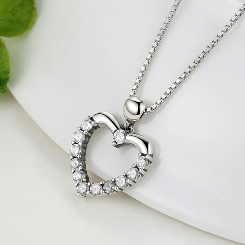 (bilde for) Pandora Style Silver Sparkle Heart Halskjede - SCN025 - Vis 5