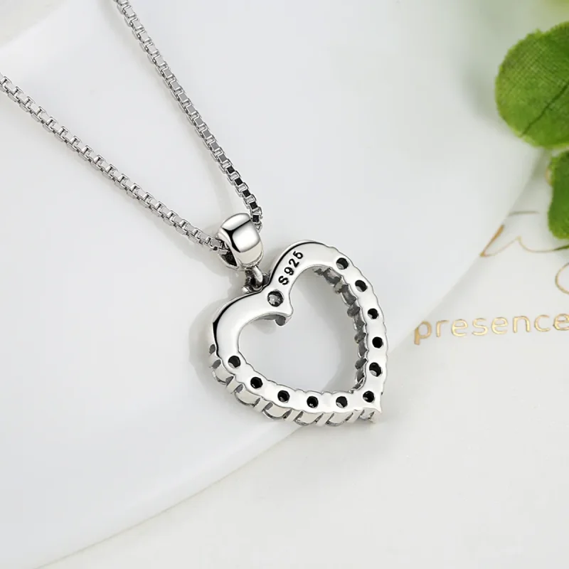 (bilde for) Pandora Style Silver Sparkle Heart Halskjede - SCN025 - Vis 6