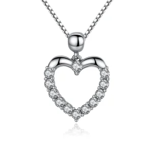(bilde for) Pandora Style Silver Sparkle Heart Halskjede - SCN025