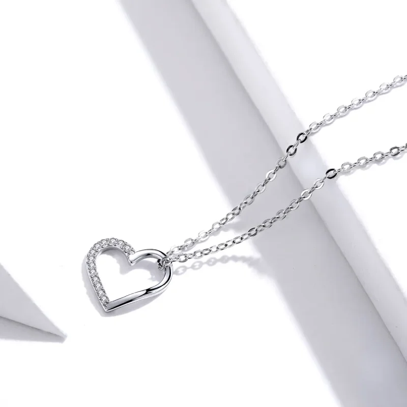 (bilde for) Pandora Style Silver Sparkle Heart Halskjede - SCN347 - Vis 2