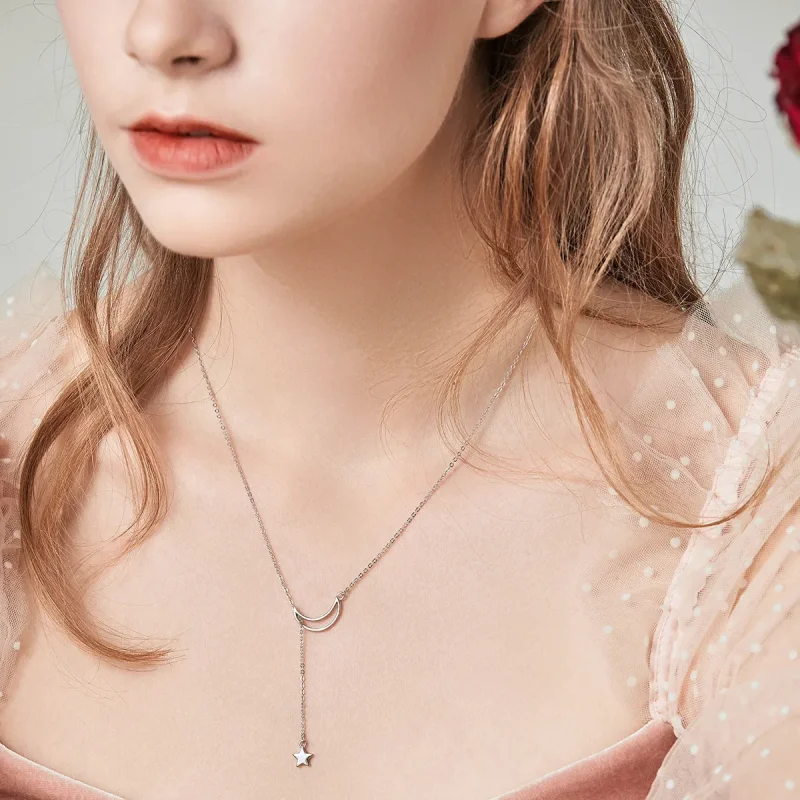 (bilde for) Pandora Style Silver Star and Moon Fairy Halskjede - SCN108 - Vis 2