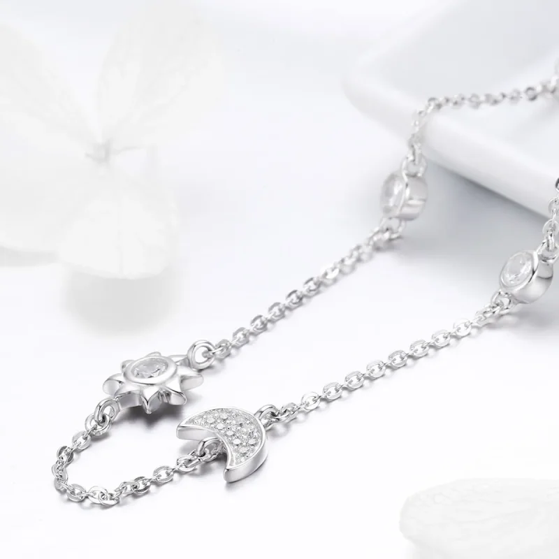 (bilde for) Pandora Style Silver Sun and Moon Glory Chain Halskjede - SCN272 - Vis 2