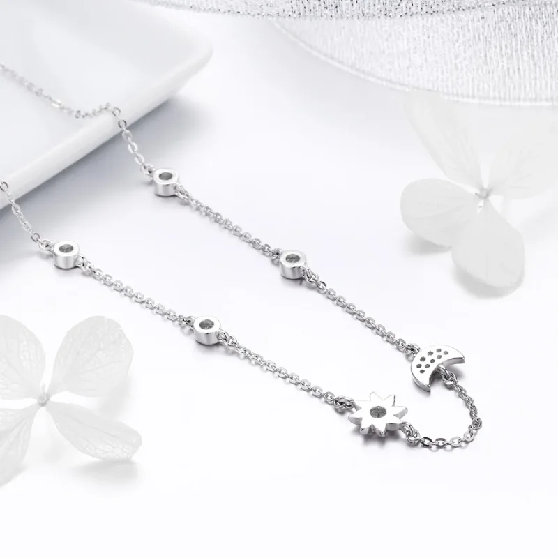 (bilde for) Pandora Style Silver Sun and Moon Glory Chain Halskjede - SCN272 - Vis 3