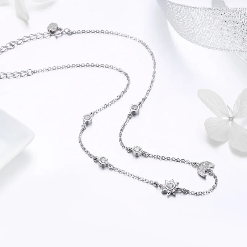 (bilde for) Pandora Style Silver Sun and Moon Glory Chain Halskjede - SCN272 - Vis 4