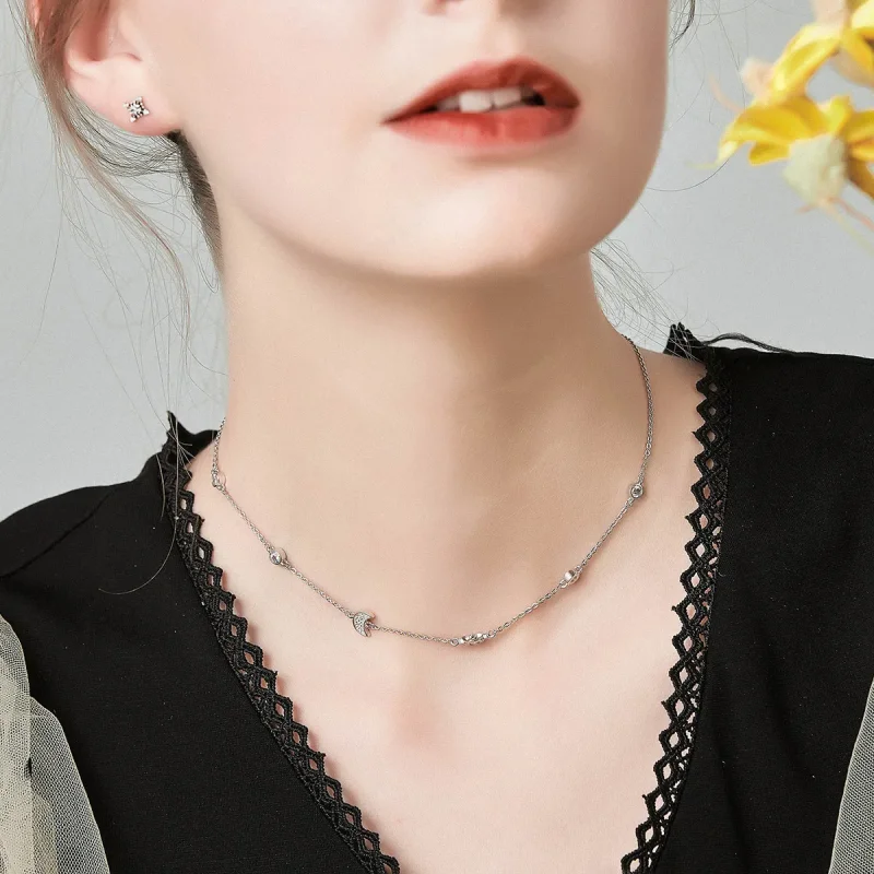 (bilde for) Pandora Style Silver Sun and Moon Glory Chain Halskjede - SCN272 - Vis 6