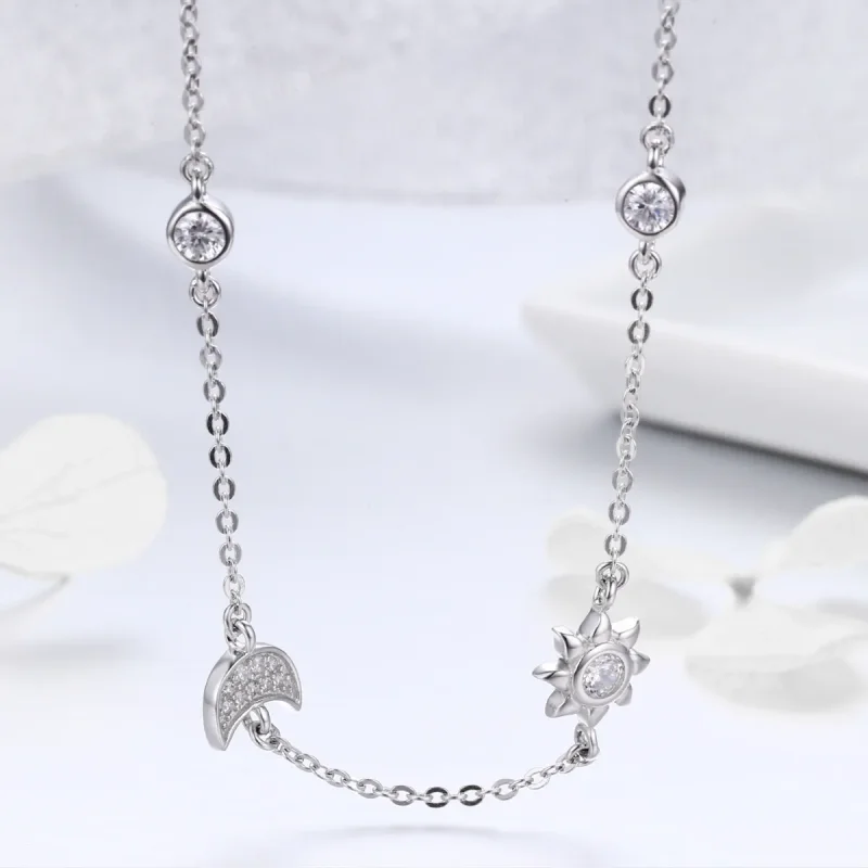 (bilde for) Pandora Style Silver Sun and Moon Glory Chain Halskjede - SCN272 - Vis 7
