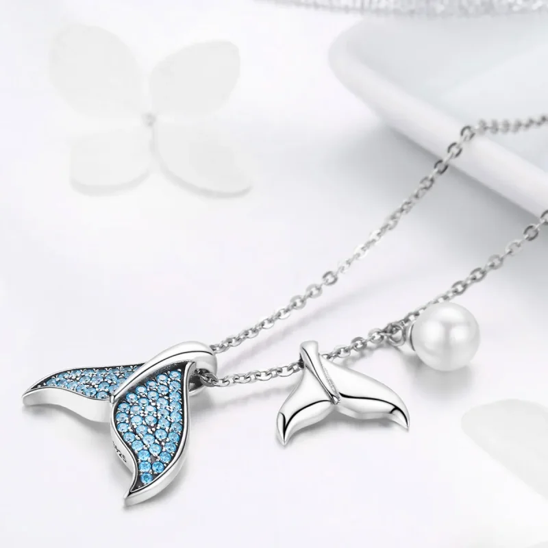 (bilde for) Pandora Style Silver Tears From Mermaid Halskjede - SCN309 - Vis 3