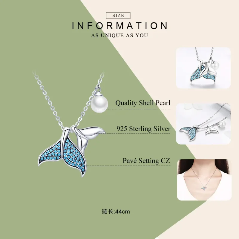 (bilde for) Pandora Style Silver Tears From Mermaid Halskjede - SCN309 - Vis 4