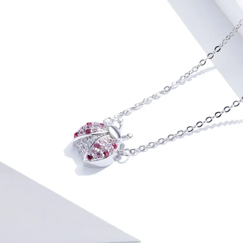 (bilde for) Pandora Style Sølv Blendende Ladybug Halskjede - SCN400 - Vis 3