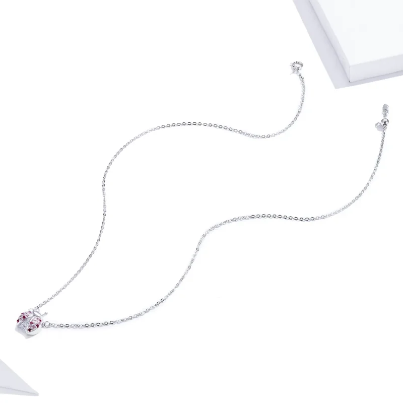 (bilde for) Pandora Style Sølv Blendende Ladybug Halskjede - SCN400 - Vis 4