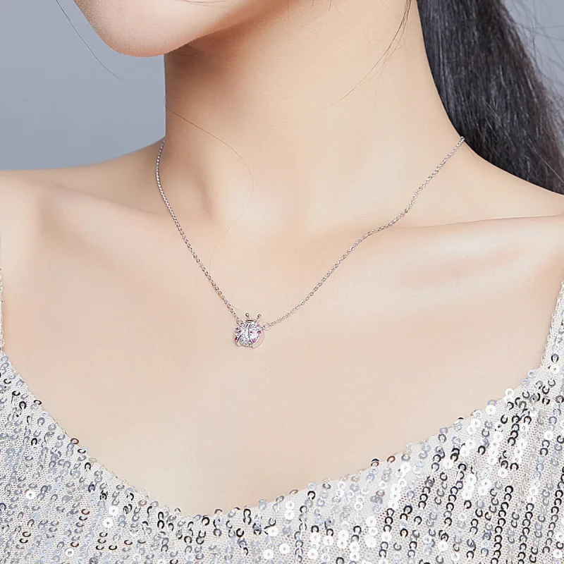 (bilde for) Pandora Style Sølv Blendende Ladybug Halskjede - SCN400 - Vis 9
