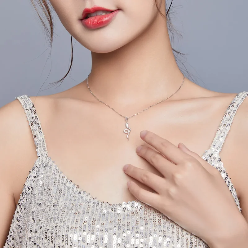 (bilde for) Pandora Style Sølv Lovely Snake Anheng Halskjede - SCN409 - Vis 8