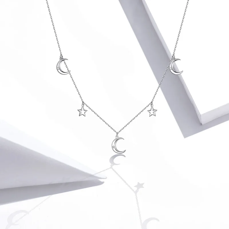 (bilde for) Pandora Style Sølv Moon And Star Anheng Halskjede - SCN411 - Vis 5
