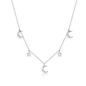 (bilde for) Pandora Style Sølv Moon And Star Anheng Halskjede - SCN411