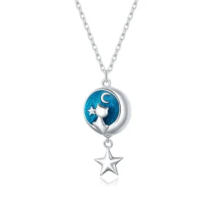 (bilde for) Pandora Style Sølv Moon & Cat Anheng Halskjede - SCN422