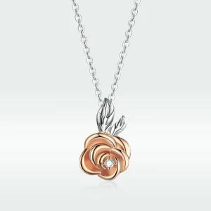 (bilde for) Pandora Style Two Tone Bicolor Rose anheng halskjede - BSN155