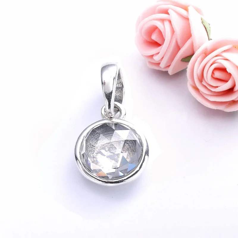 (bilde for) Pandora April birthstone silver pendant with rock crystal - 390396RC - Vis 2