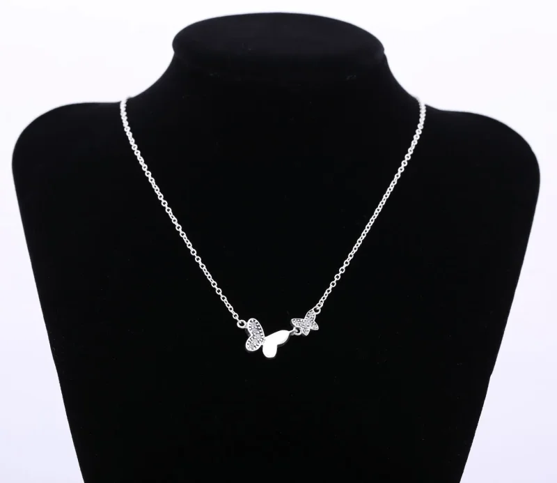 (bilde for) Pandora Butterfly silver necklace with clear cubic zirconia - 590520CZ-45 - Vis 2