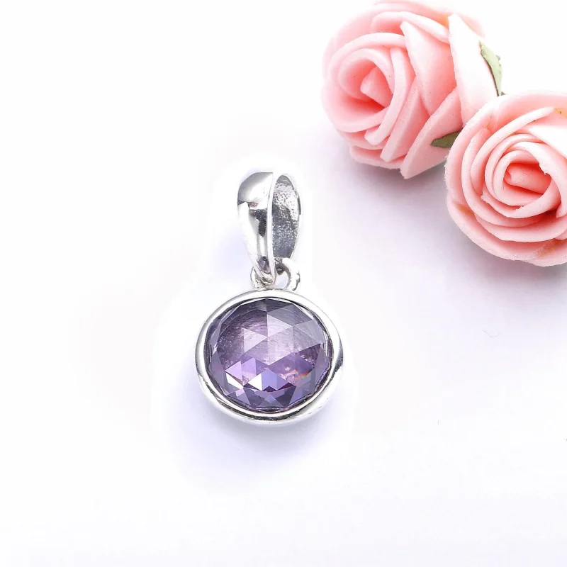 (bilde for) Pandora February birthstone silver pendant with synthetic amethyst - 390396SAM - Vis 2