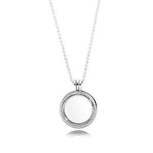 (bilde for) PANDORA floating locket silver pendant with clear cubic zirconia and necklace - 396484CZ-60