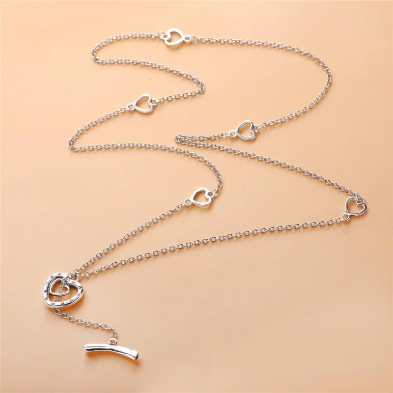 (bilde for) Pandora Heart silver necklace with royal purple crystal, lilac and clear cubic z - Vis 2
