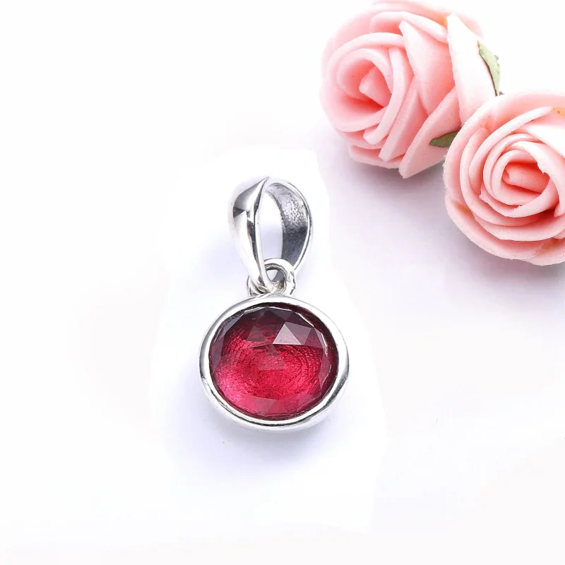 (bilde for) Pandora July birthstone silver pendant with synthetic ruby - 390396SRU - Vis 2