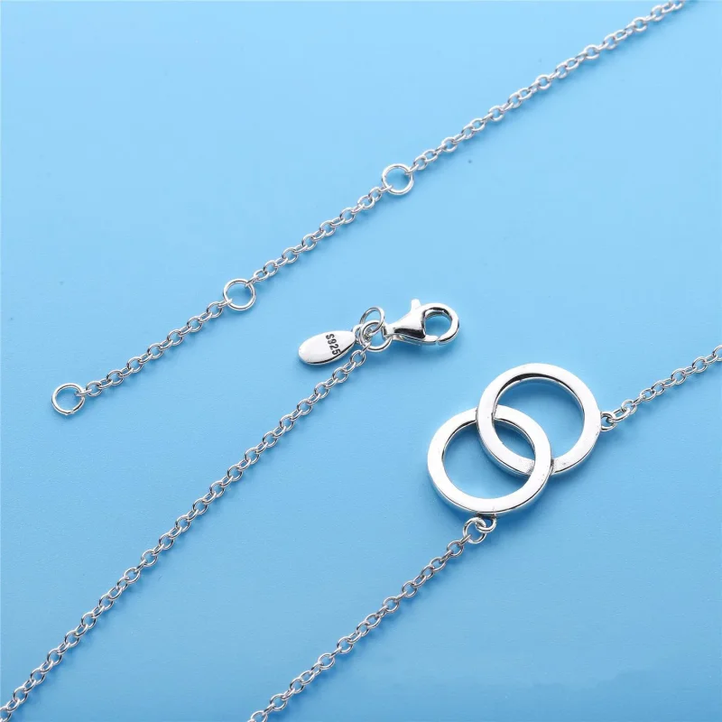 (bilde for) PANDORA logo silver necklace with clear cubic zirconia - 396235CZ-45 - Vis 2