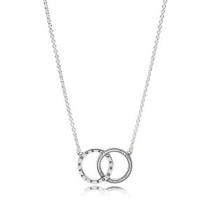 (bilde for) PANDORA logo silver necklace with clear cubic zirconia - 396235CZ-45