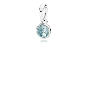(bilde for) Pandora March birthstone silver pendant with aqua blue crystal - 390396NAB