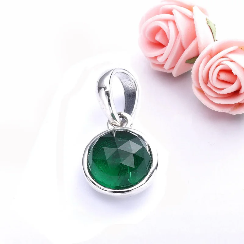 (bilde for) Pandora May birthstone silver pendant with royal green crystal - 390396NRG - Vis 2