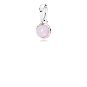 Pandora October birthstone silver pendant with opalescent pink crystal - 390396NOP (bilde for) Pandora October birthstone silver pendant with opalescent pink crystal - 390396NOP