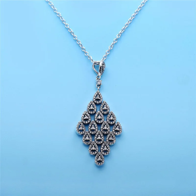 (bilde for) Pandora Teardrop silver pendant with clear cubic zirconia and necklace - 396262C - Vis 4