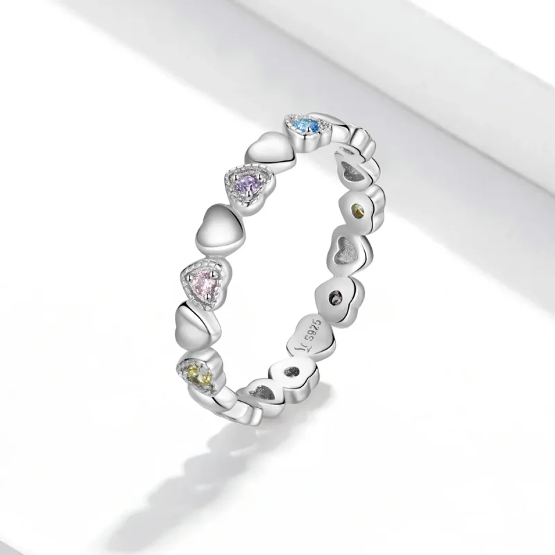 (bilde for) Pandora Style Band of Hearts Ring - SCR140 - Vis 2