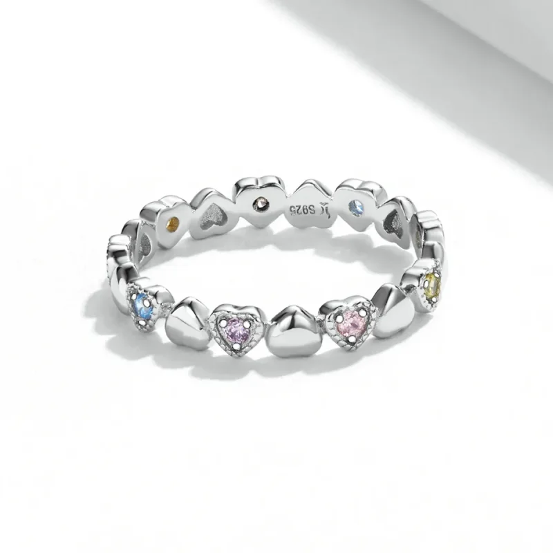 (bilde for) Pandora Style Band of Hearts Ring - SCR140 - Vis 3